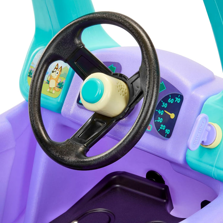 Little tikes Bluey Grannies Car Coupe - Mit 2 Zubehörteilen, Bluey Aufsitzauto, für Jungen und Mädch