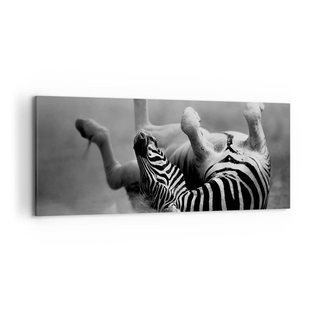 Wandbilder Dekoration Wohnzimmer Zebra Streifen Tier wild Panorama Bilder auf Leinwand 120x50cm Lein