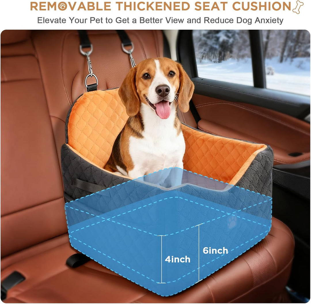 Autositz für Kleine und Mittelgrosse Hunde bis zu 16 kg, Welpen-Autositz mit Dickem Polster, Abnehmb
