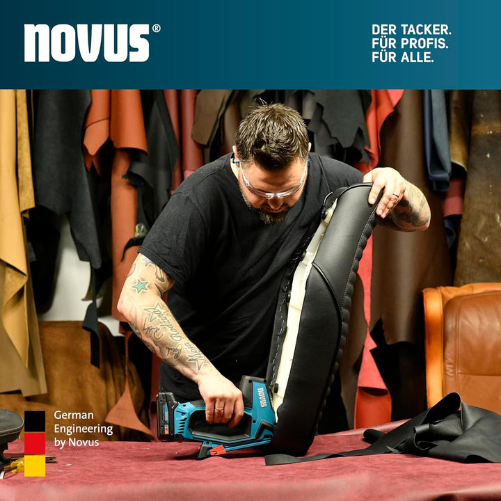NOVUS TOOLS Akku Tacker J-550 Set inkl. 11.800 Klammern │ Für Feindrahtklammern 6-14 mm und Nägel 16