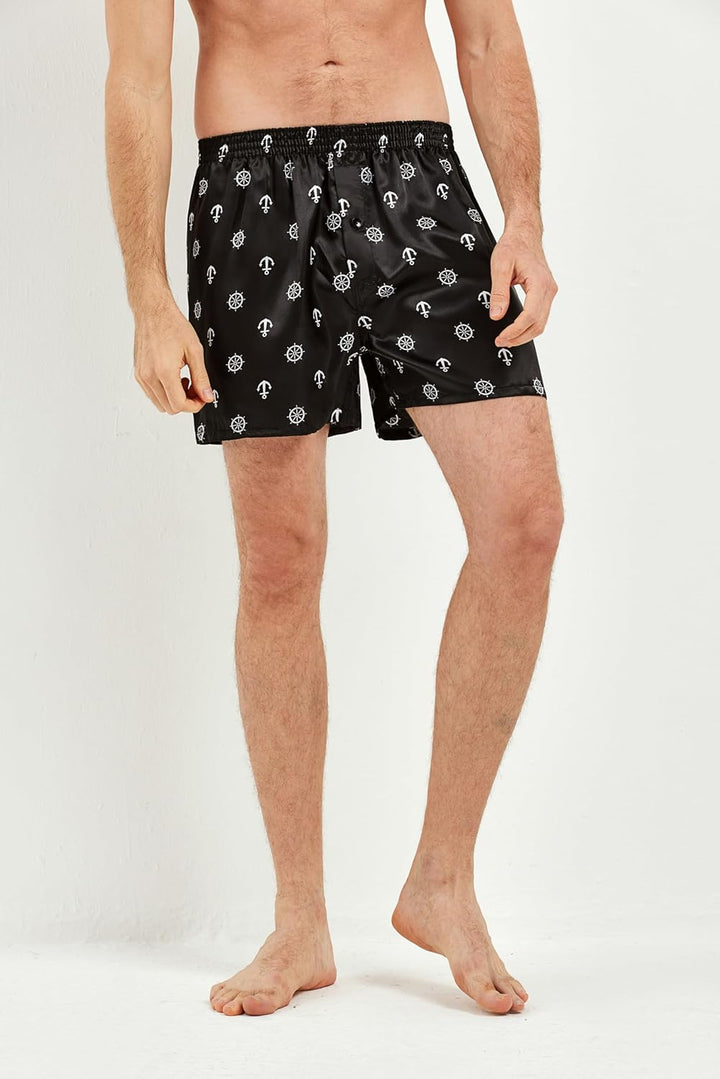 JupiterSecret Herren Satin Boxershorts Pack Unterwäsche, Silk Feeling Schlafshorts mit elastischem B