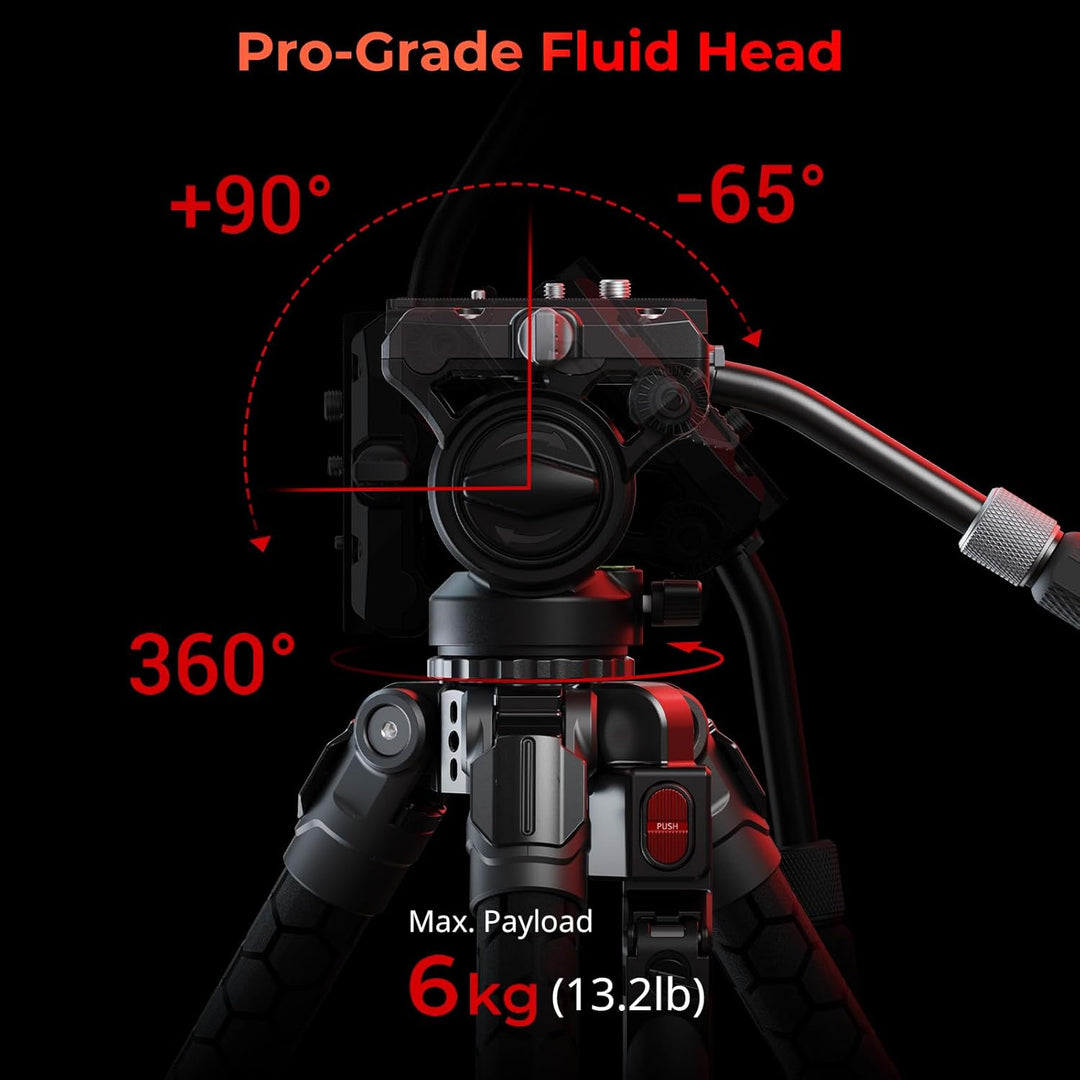 SMALLRIG x Potato Jet TRIBEX SE Hydraulisches Aluminium-Kamerastativ mit Fluidkopf, 6kg Tragkraft, m
