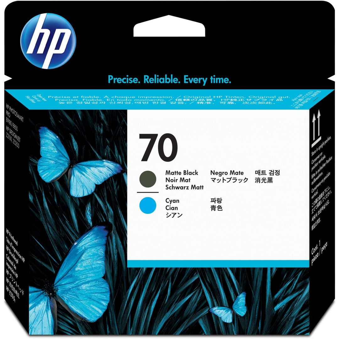 HP 70 (C9404A) Original Druckkopf für DesignJet, Schwarz Matt Cyan/Mattschwarz, Cyan/Mattschwarz