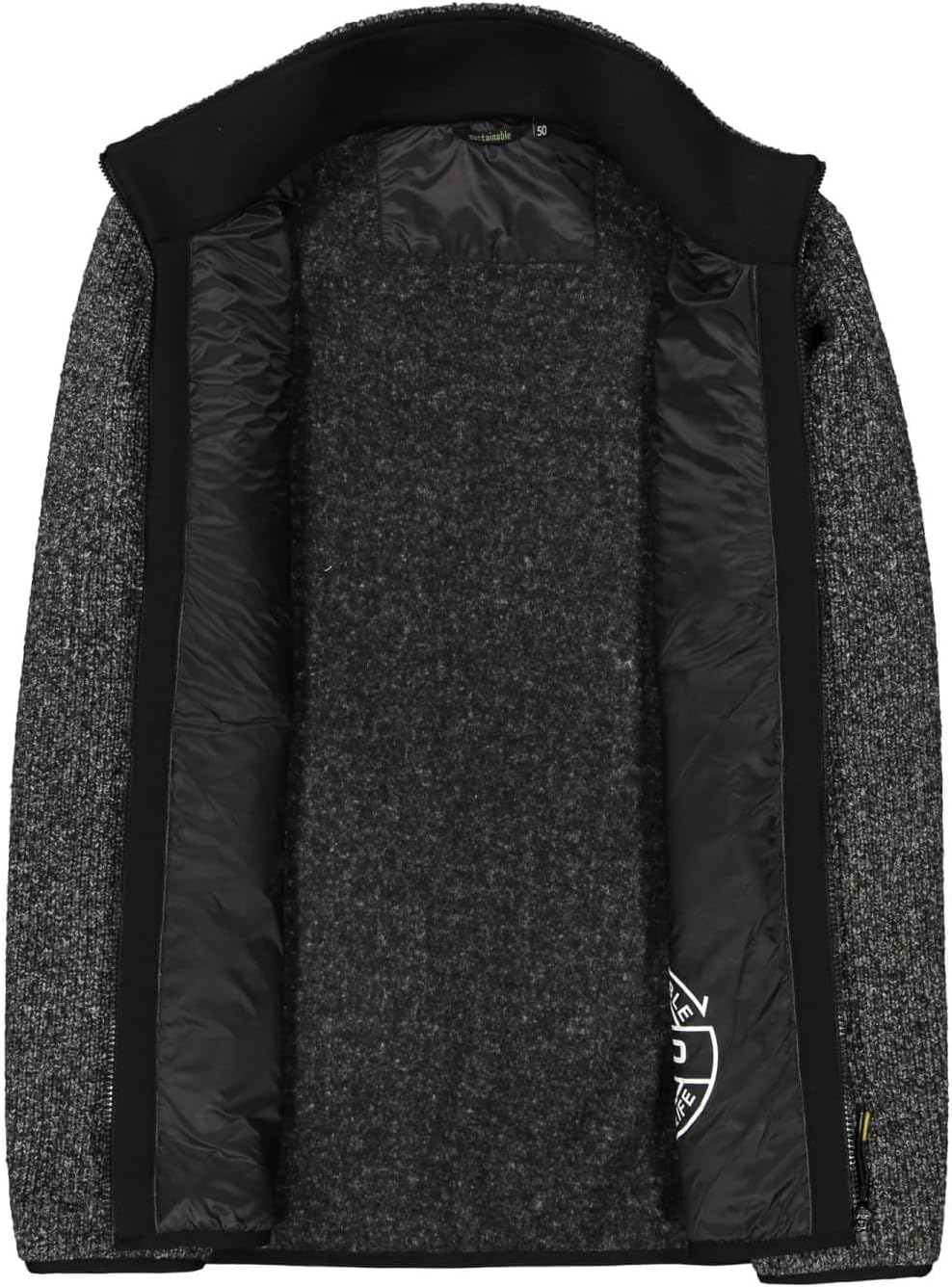 CMP Leichte Fleece-Strickjacke mit Netz 52 Nero Mel., 52 Nero Mel.