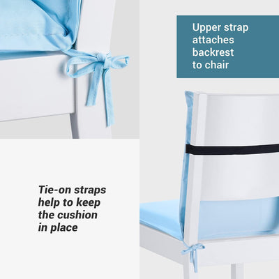 JEMIDI 1x Gartenstuhl Auflage Polster - 100% Polyester Hochlehner Stuhlauflage mit Bändern - wassera