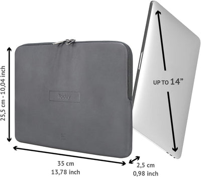 Tucano Today Notebook Sleeve mit Memory Foam 13-14 Zoll, grau Laptop 14" Grau, Laptop 14" Grau