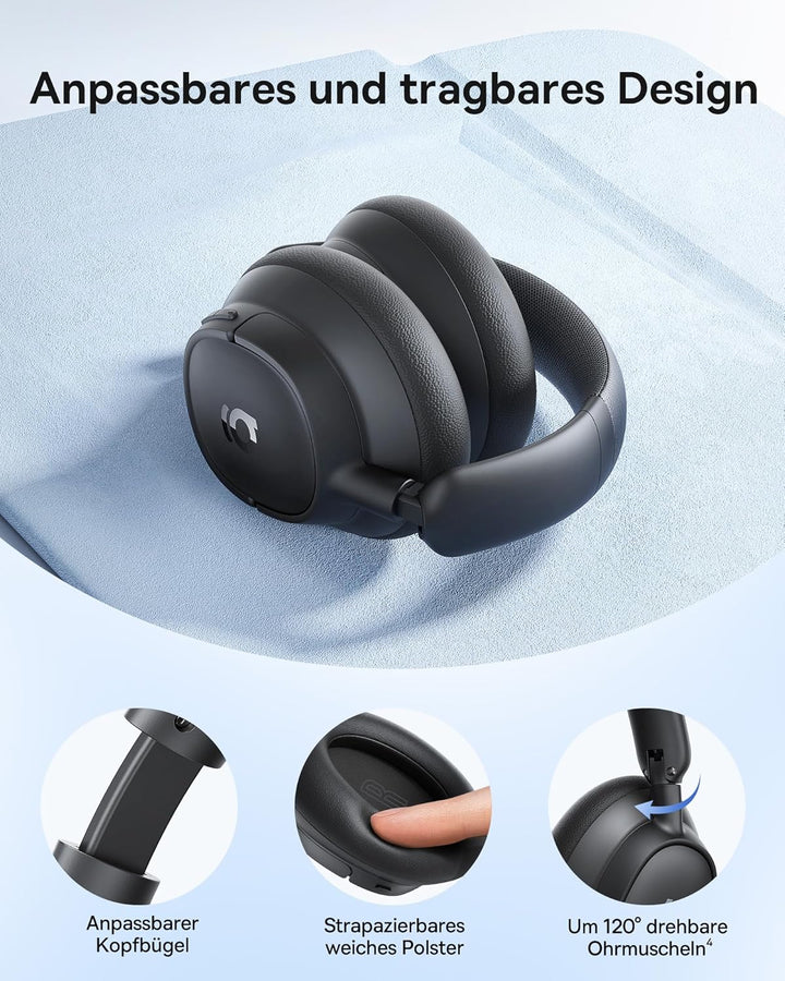 Baseus EH10 NC Bluetooth Kopfhörer mit -45dB Hybrid Active Geräuschisolierung, Over-Ear Kopfhörer mi