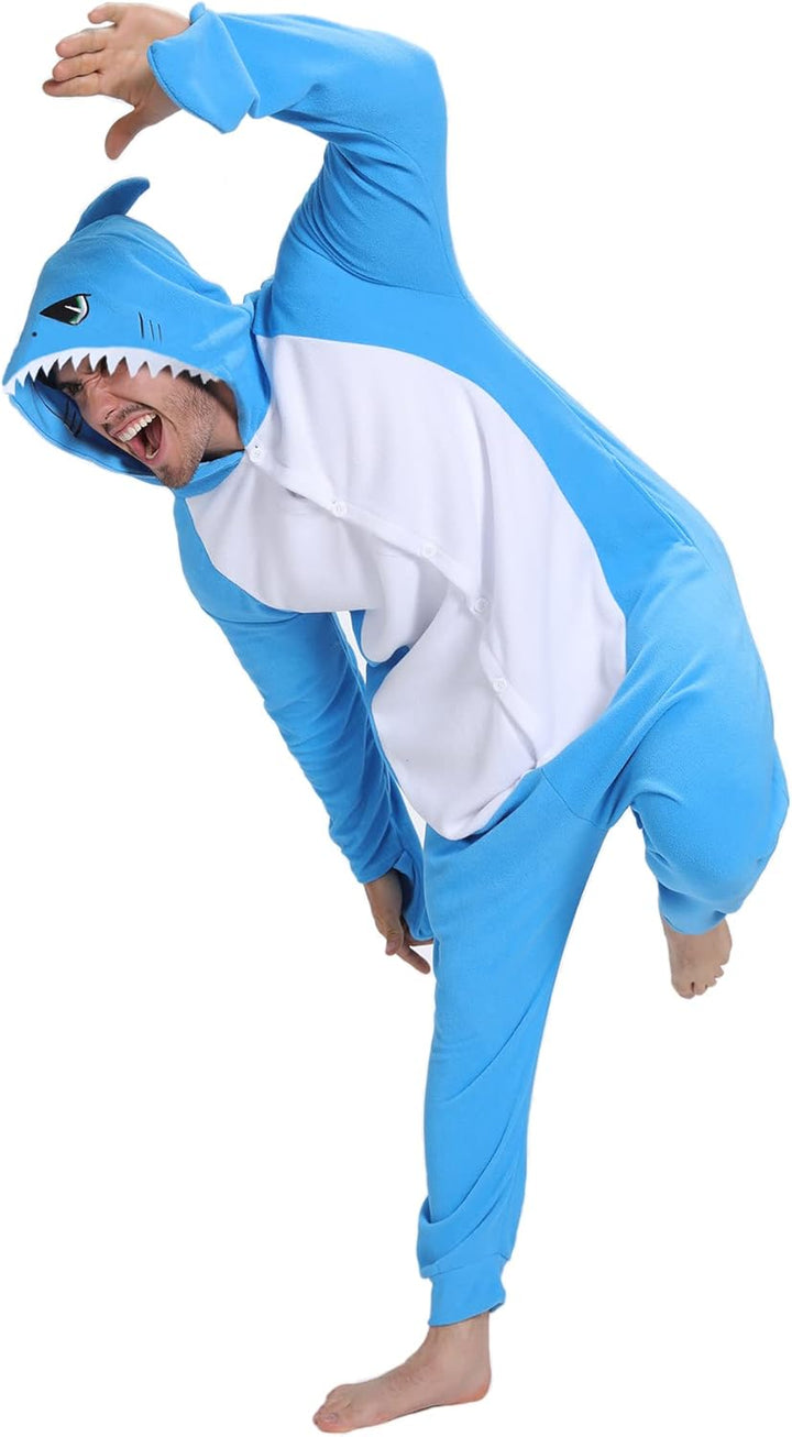 Guturris Unisex Hai Cosplay Onesie Herren Pyjama Tier Cosplay Jumpsuit Pyjama Damen Schlafanzug Loun