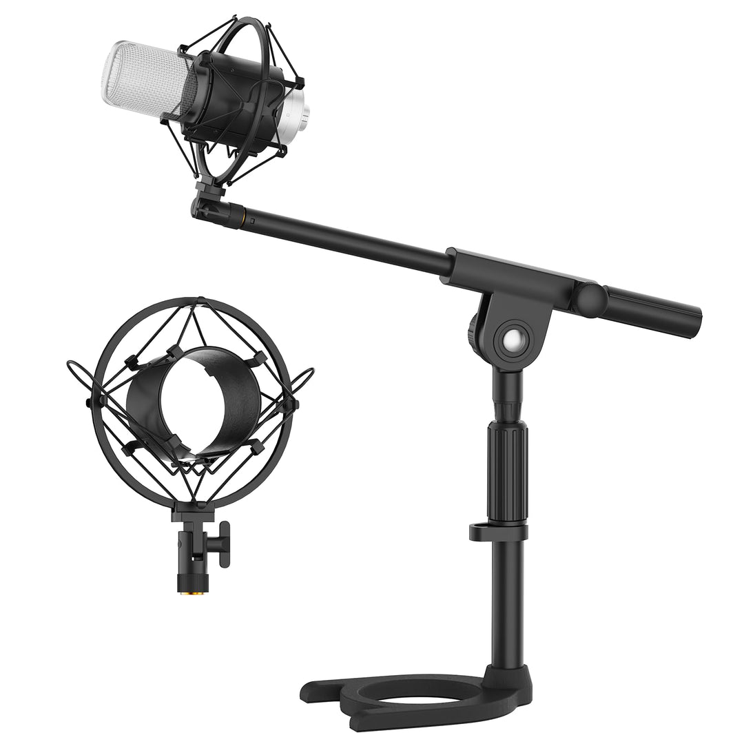 Tisch Mikrofonständer mit Mikrofonspinne-Höhenverstellbar 28–40cm,180°Neigbar Mikrofon Ständer mit S