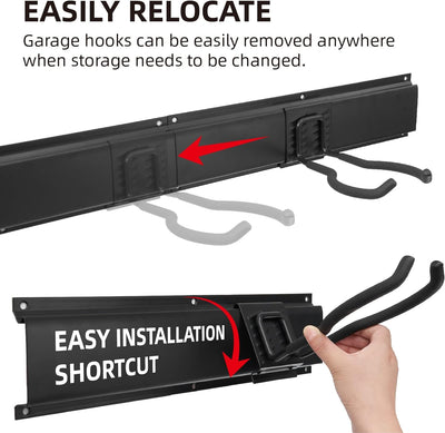 Sinoer Garage Tool Management Wandregal, Garage Wall Management Aufbewahrungsregal mit Haken mit 9 v