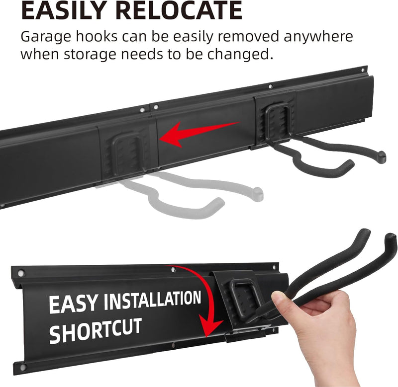 Sinoer Garage Tool Management Wandregal, Garage Wall Management Aufbewahrungsregal mit Haken mit 9 v