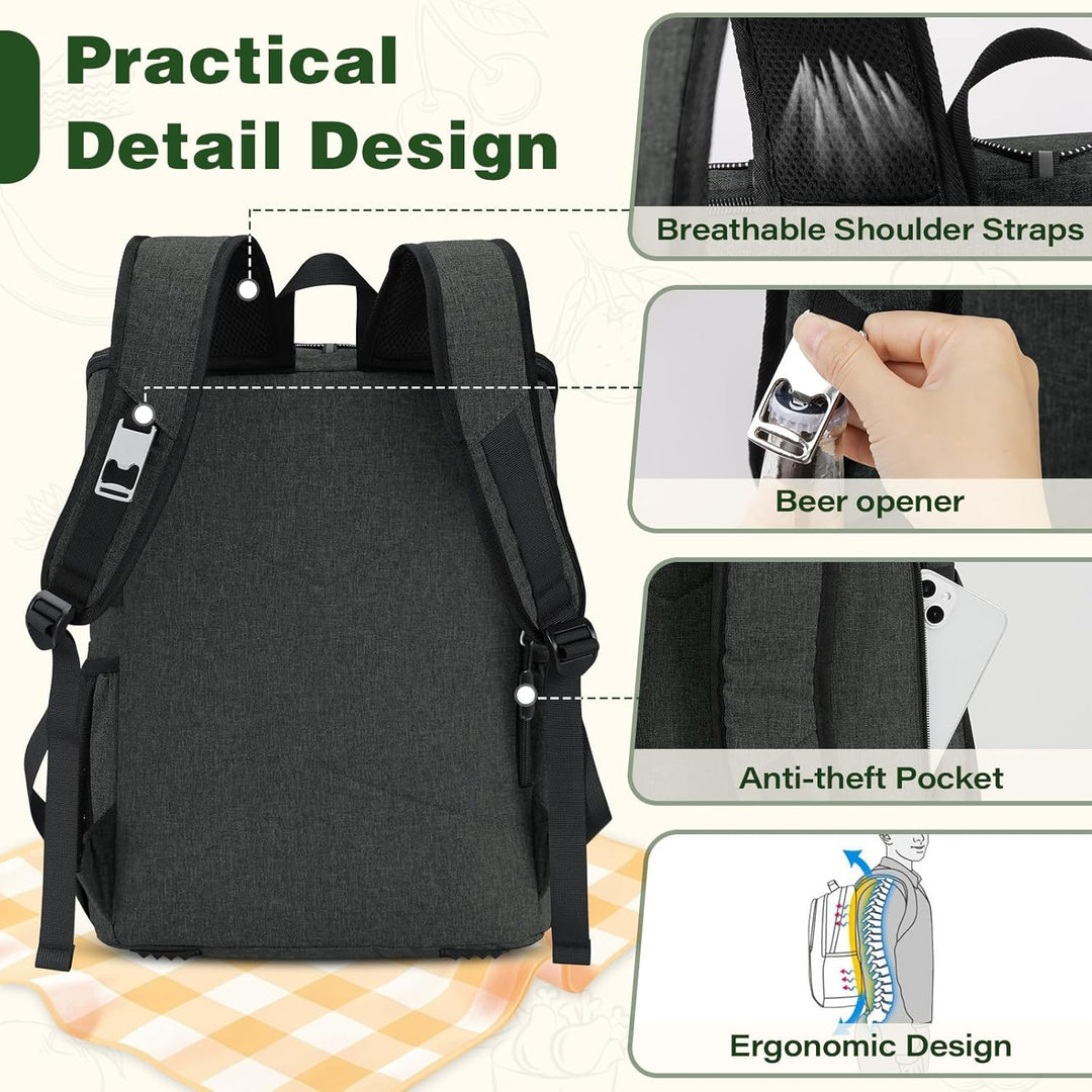 NEWHEY Kühlrucksack 30L Wasserdichtes Isolierter Kühltasche Grosse Kapazität Thermo Picknickrucksack