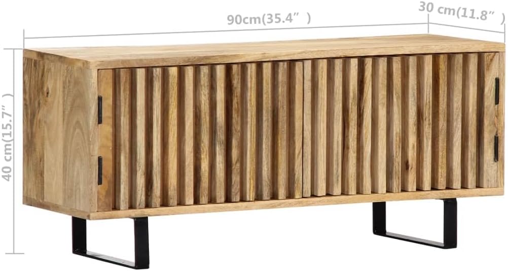 vidaXL Mangoholz Massiv TV Schrank mit 2 Türen TV Board Möbel Lowboard Fernsehschrank Fernsehtisch S