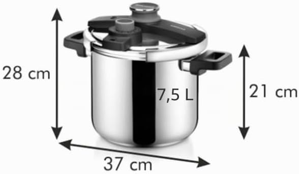 Tescoma 702767 Schnellkochtopf, Metall, Silber/schwarz, 22 cm