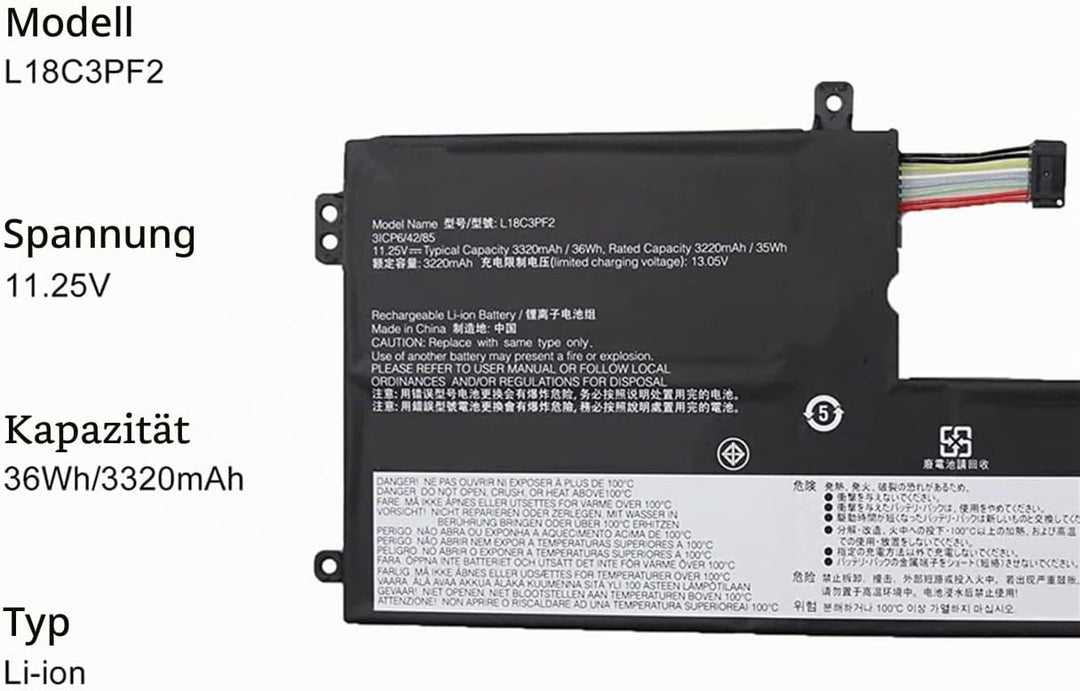 AKKEE L18C3PF2 Laptop Akku für Lenovo V155-15API V340-17IWL Ideapad L3-15IML05 L340-15API L340-15IWL