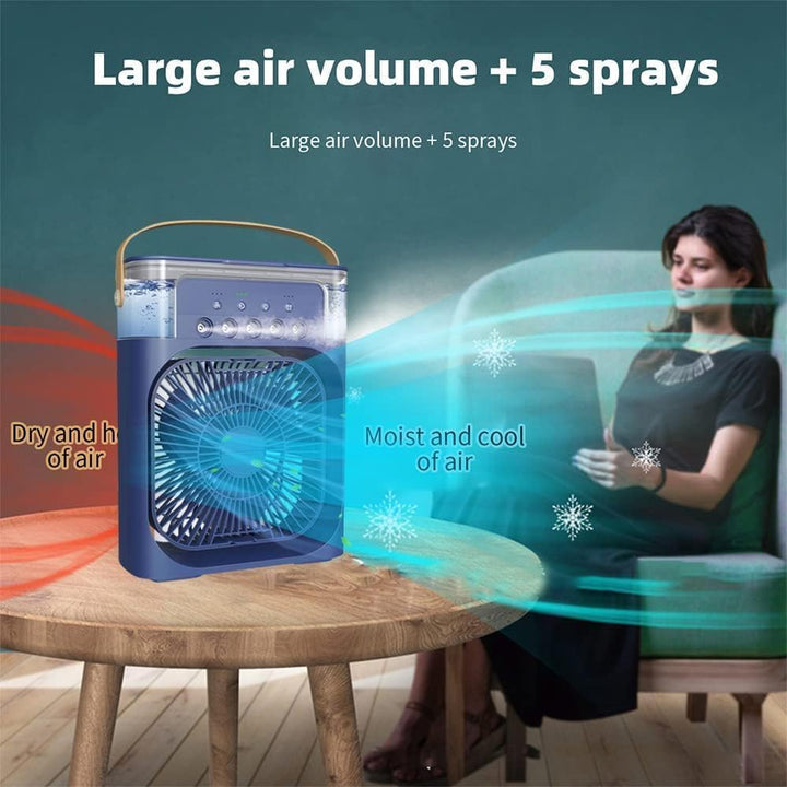 Ventilator USB Mini Tisch-Klimaanlage mit Wasserzerstäuber, Duftdiffusor,Luftbefeuchter Timer automa