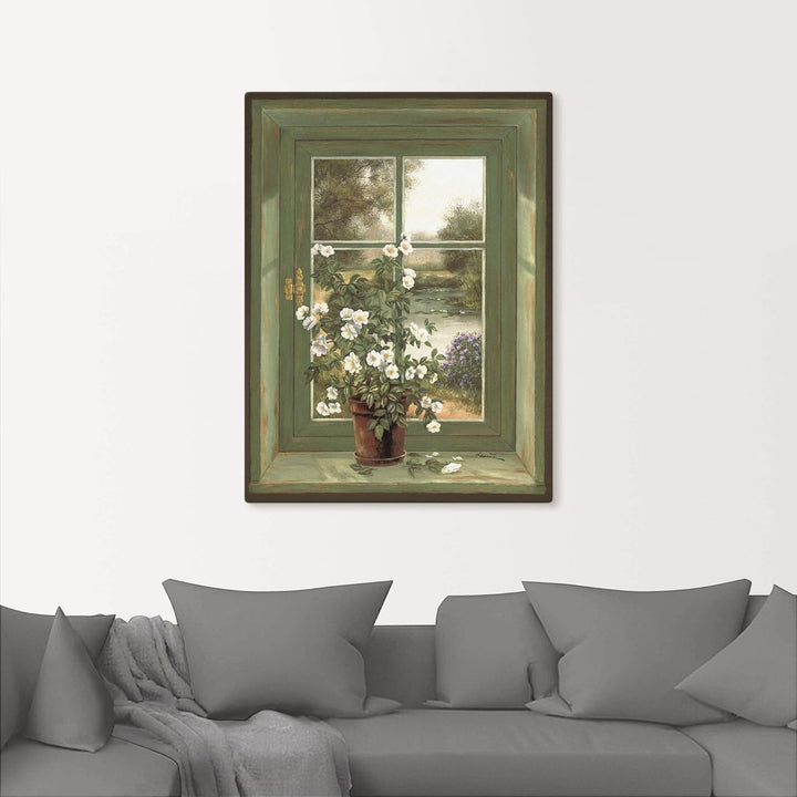 Artland Leinwandbild Wandbild Bild auf Leinwand 45x60 cm Wanddeko Fensterblick Fenster Natur Landsch