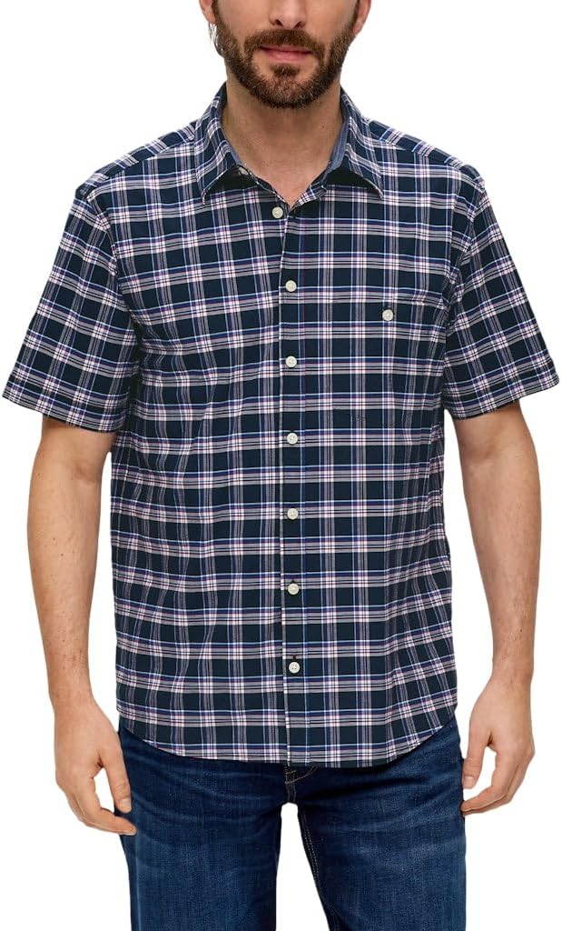 s.Oliver Herren Hemd Kurzarm XL Blau 58n4, XL Blau 58n4