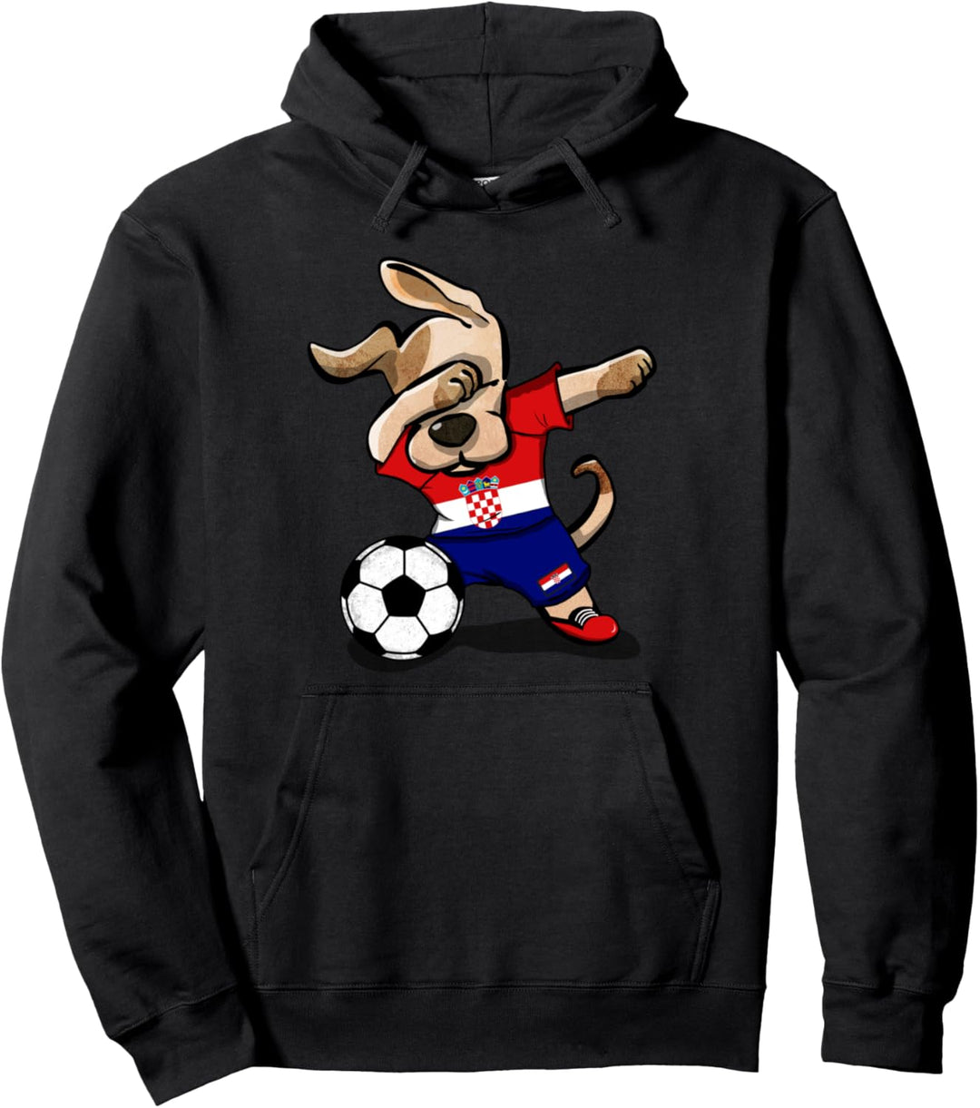 Dabbing Hund Kroatien Fussball Mannschaft Kroatisch Fussball Pullover Hoodie