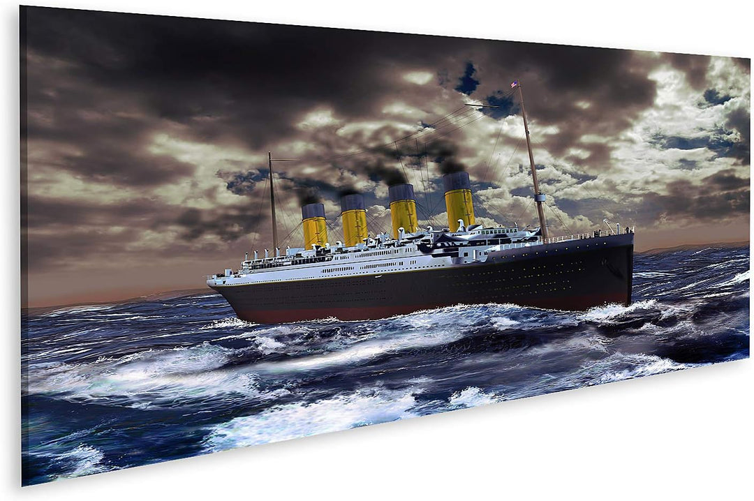 islandburner Bild auf Leinwand Titanic Bilder Wandbilder Poster Leinwand 120x40cm - Panorama, Leinwa