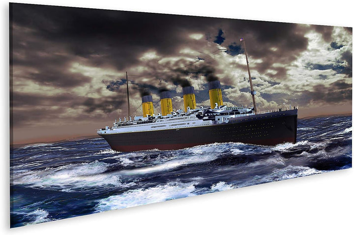 islandburner Bild auf Leinwand Titanic Bilder Wandbilder Poster Leinwand 120x40cm - Panorama, Leinwa