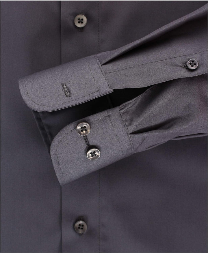 CASAMODA Herren Popeline Hemd uninah 006550 Modern Fit 40 Dunkelgrau, 40 Dunkelgrau
