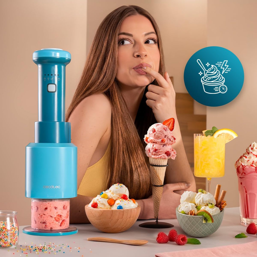 Cecotec Eismaschine Gelatec EasyMove, 5 Programme für Eis, Sorbet, Mix-ins, Slush und Shake, vertika