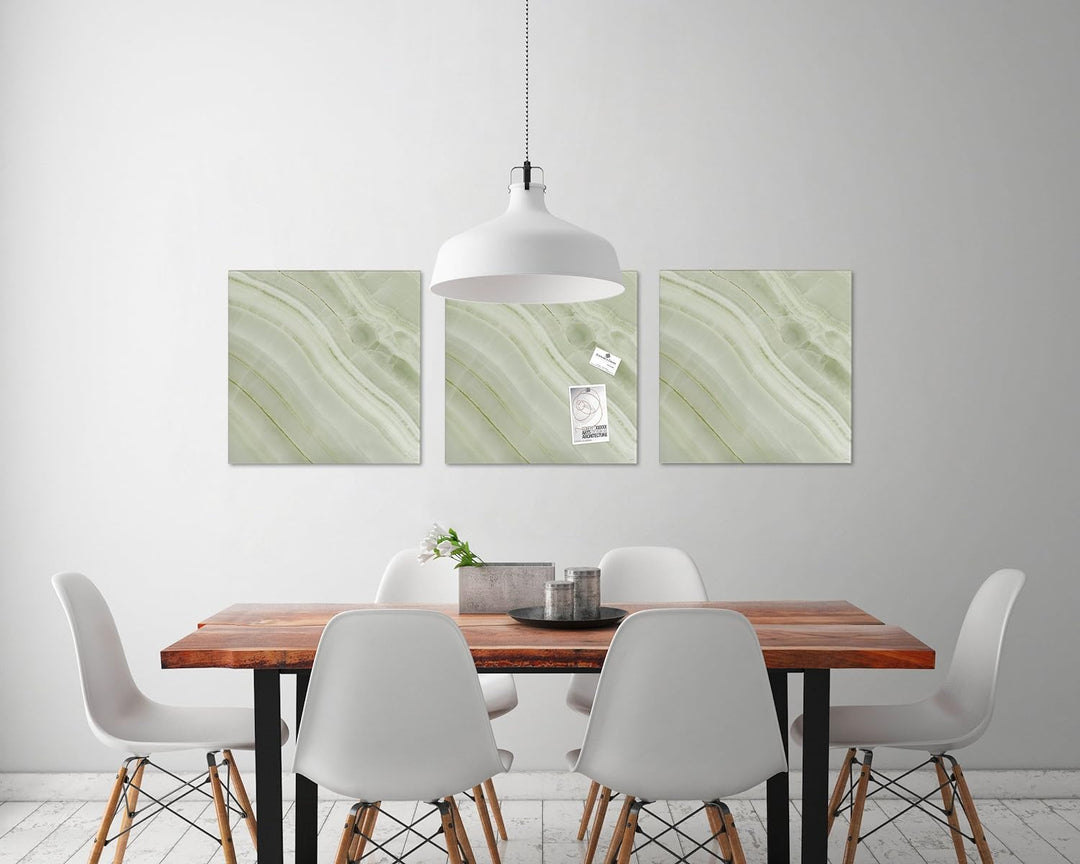SIGEL GL321 Premium Glas-Magnetboard 48 x 48 cm Green-Mineral-Optik, hellgrün / Magnettafel Artverum