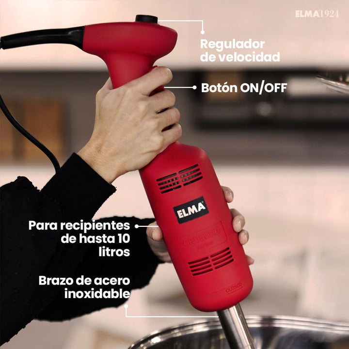 ELMA Stabmixer Rot für den Professionellen und intensiven Einsatz 270W | Stabmixer mit abnehmbarem 1