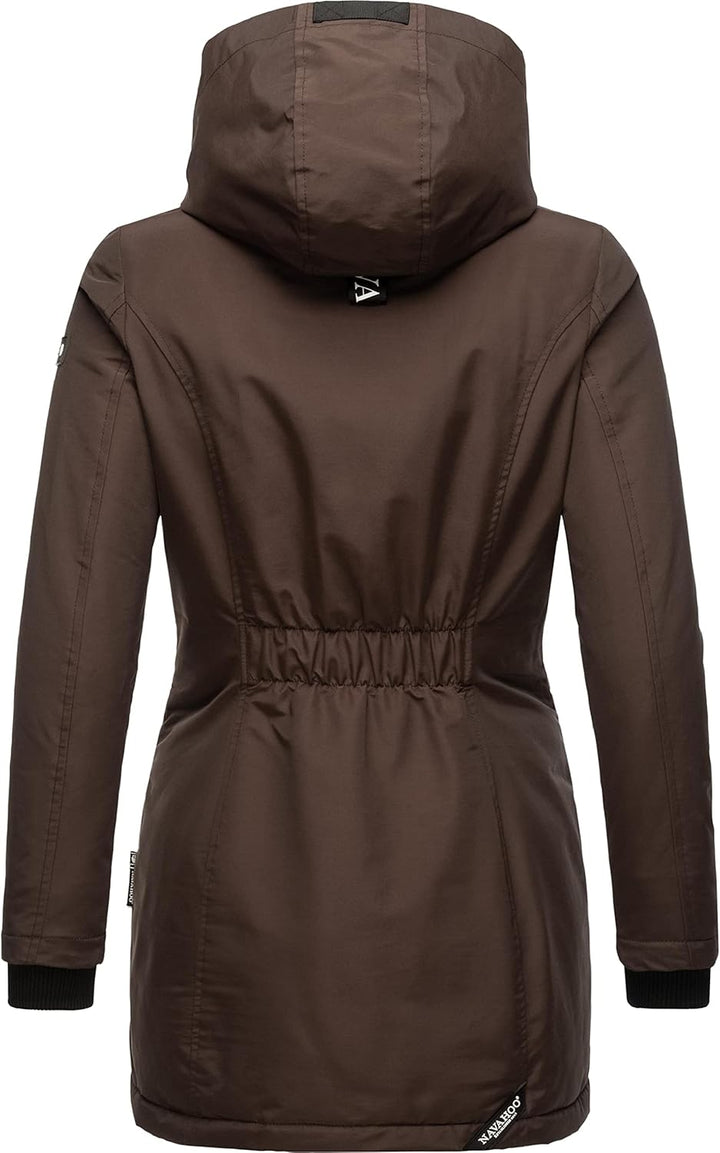 Navahoo Damen Warmer Winter Kurzmantel Blizzardstorm XS-3XL XS Dark Choco, XS Dark Choco