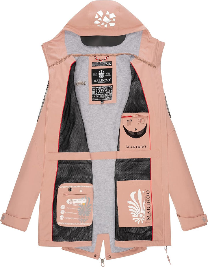 MARIKOO Damen wasserdichter Softshellmantel Softshelljacke Outdoorjacke Übergangsjacke Parka Kapuze