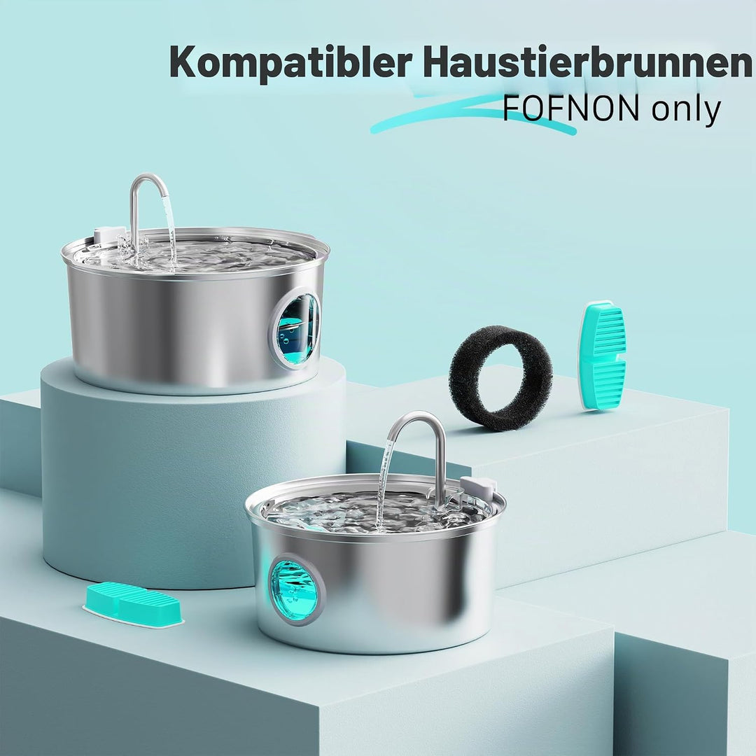 FOFNON 24 Filter für Katzenbrunnen, 12 Stück Filter + 12 Stück Schaumstofffilter für Katzentrinkbrun