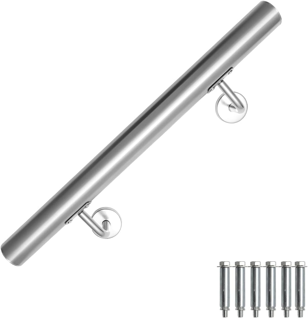 Joparri Edelstahl Handlauf 50cm, Treppengeländer mit Wandhalterung und Endkappen, Wandhandlauf Gelän