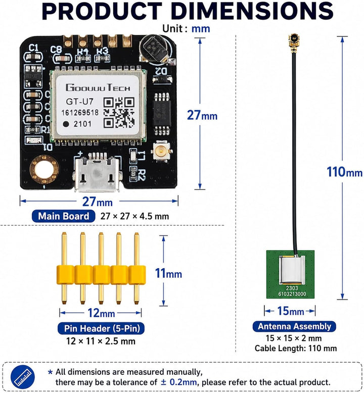 Geekstory GT-U7 GPS Modul GPS-Empfänger Navigationssatellit mit EEPROM Kompatibel mit 6M 51 Mikrocon