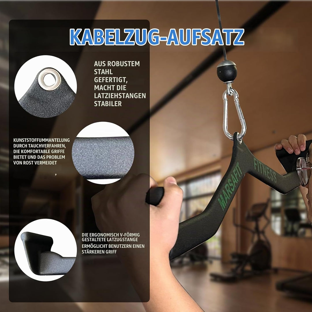 Generisch MARSAFIT Home Gym Fitness Rowing T-bar V-bar Pulley Cable Machine Attachments, Bicep Curl