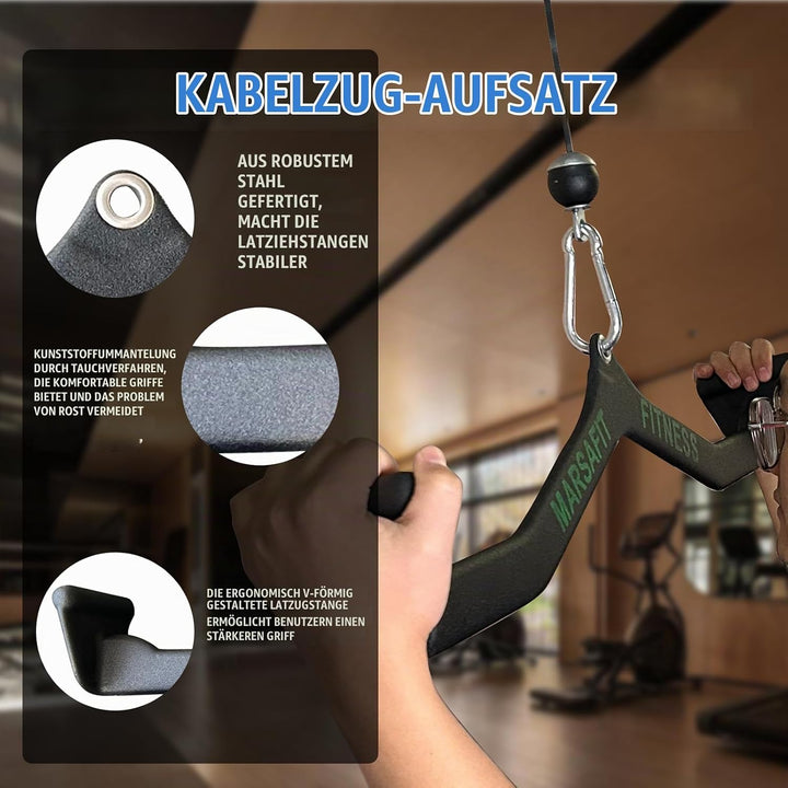 Generisch MARSAFIT Home Gym Fitness Rowing T-bar V-bar Pulley Cable Machine Attachments, Bicep Curl