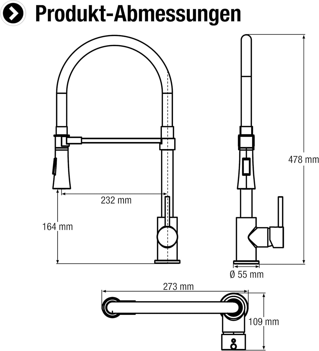 Cornat Spültisch-Einhebelarmatur "Pano"-Robuster Druckgusskörper-schwarz / verchromt - 360° schwenkb