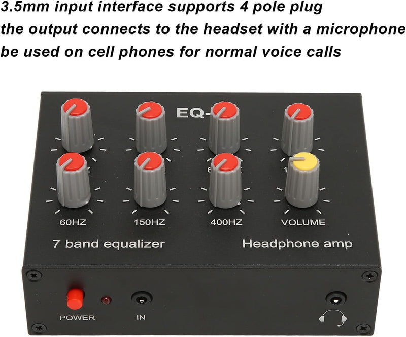 Cuifati 7-Band-Sound-Equalizer, Zweikanal-Digital-Equalizer mit Hoher Basseinstellung, Car-Audio-Gra