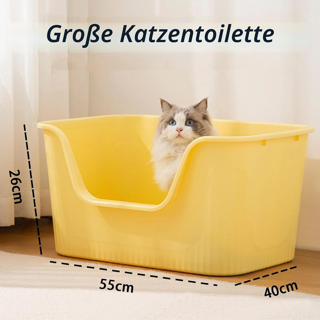 Vealind Offen Katzenklo XL, Katzentoilette Hoher Rand, 55x40x26cm Gross Katzenklo, katzentoiletten E
