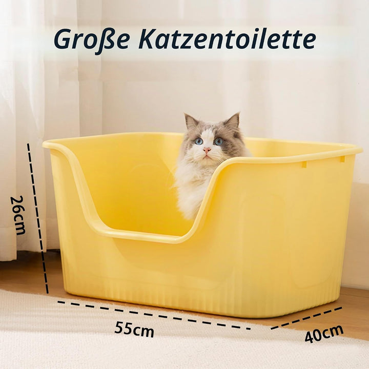 Vealind Offen Katzenklo XL, Katzentoilette Hoher Rand, 55x40x26cm Gross Katzenklo, katzentoiletten E
