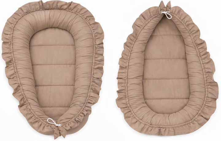 PIMKO Babynest mit rüschen Babynestchen für Baby Kuschelnest Babykokon für Säuglinge und Neugeborene