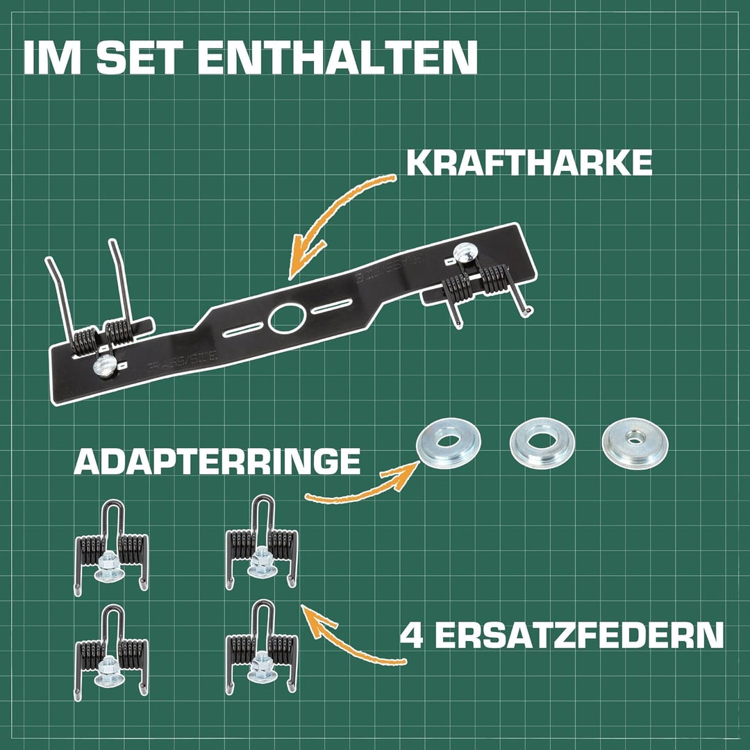 SECURA Vertikutiermesser für Rasenmäher 40 cm Komplettset | Entmooser Kraftharke für Rasenmäher Benz