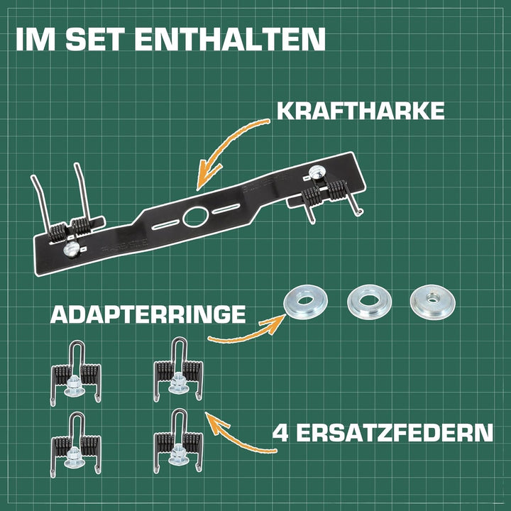 SECURA Vertikutiermesser für Rasenmäher 40 cm Komplettset | Entmooser Kraftharke für Rasenmäher Benz