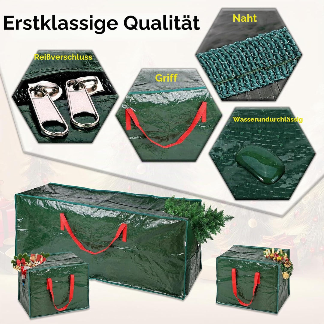 ARSUK Aufbewahrungstasche für Weihnachtsbäume, mit 2 Aufbewahrungstaschen für Weihnachtsdekorationen