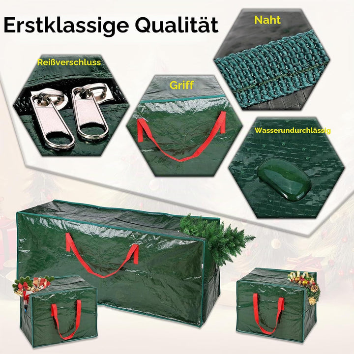 ARSUK Aufbewahrungstasche für Weihnachtsbäume, mit 2 Aufbewahrungstaschen für Weihnachtsdekorationen