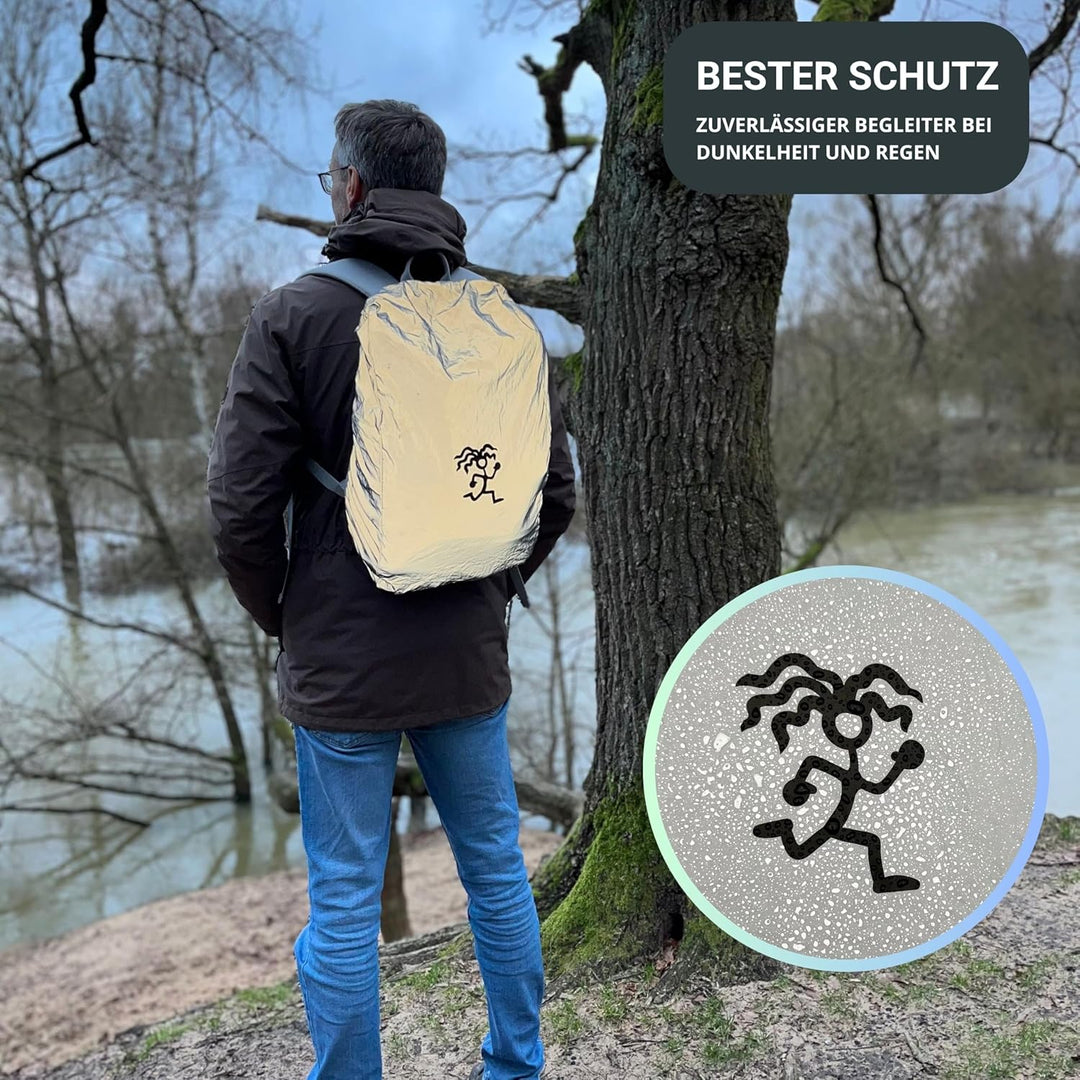 FUCHS & REBELL® Reflektierender + Wasserdichter Regenschutz für Rucksäcke, Schulranzen, Backpack, Sc
