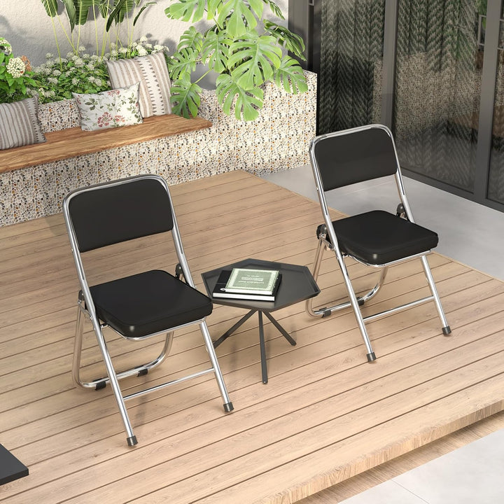 Lvhecforhm 2er Set Klappstuhl mit Rückenlehne, Esszimmerstühle, Küchenstuhl mit Stahlrahmen, Esszimm