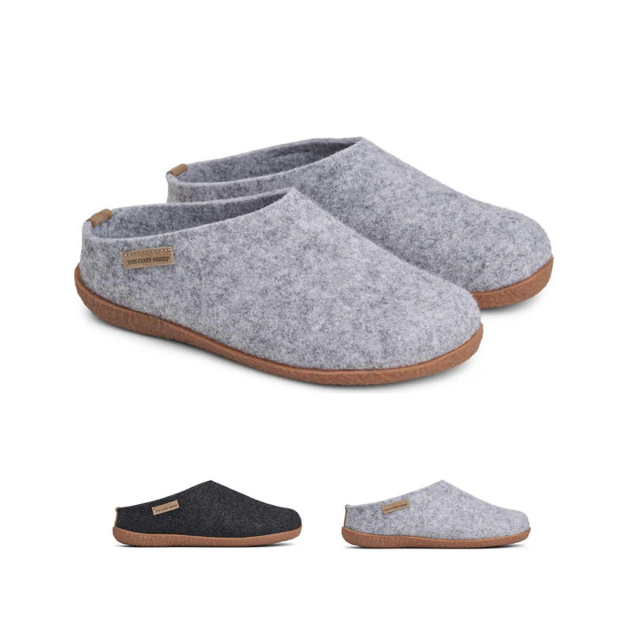 THE COZY SHEEP Filzpantoffeln mit Gummisohle | Praktische Herren &amp; Damen Hausschuhe Sommer und Winte