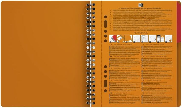 Oxford Activebook Interantional A5, liniert, 160 Seiten, versetzbares Register, Dokumententasche, 5