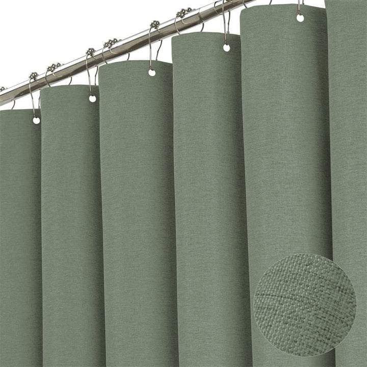Premium Duschvorhang Leinen Stoff Textil 240x200cm Wasserdicht Anti-Schimmel für Badezimmer Grün 180